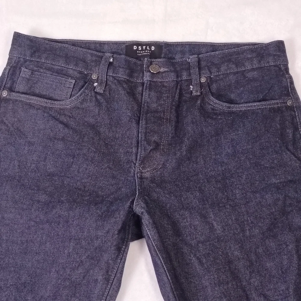 DSTLD Mens Straight Fit Selvedge Jeans Dark Indigo Blue 33x34 Button Fly - 34x33
